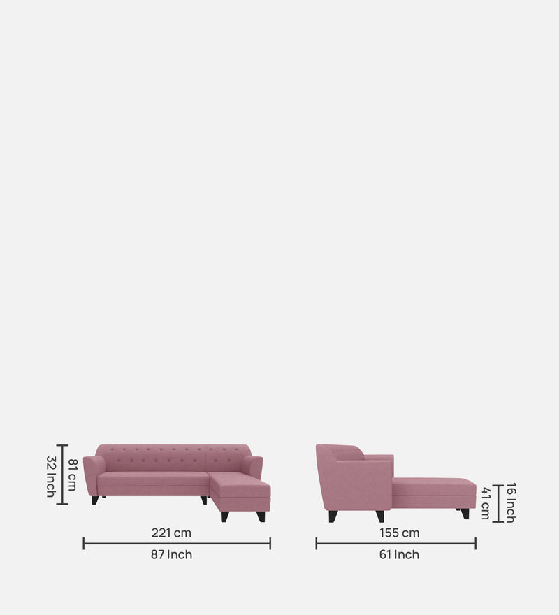 Bali Fabric 6 Seater Sectional Sofa (Right Hand Side) Pink
