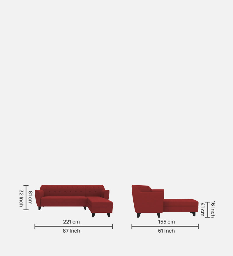 Bali Fabric 6 Seater Sectional Sofa (Right Hand Side) Red