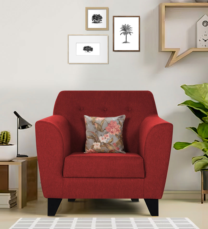 Bali Fabric 1 Seater Sofa In Red Colour