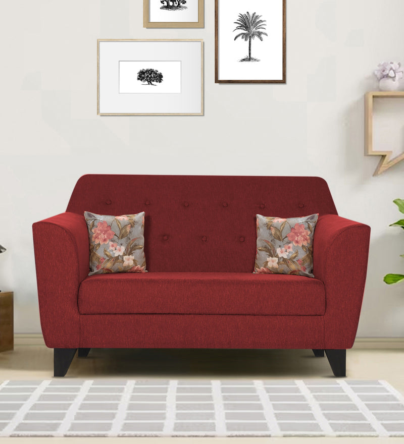 Bali Fabric 2 Seater Sofa In Red Colour