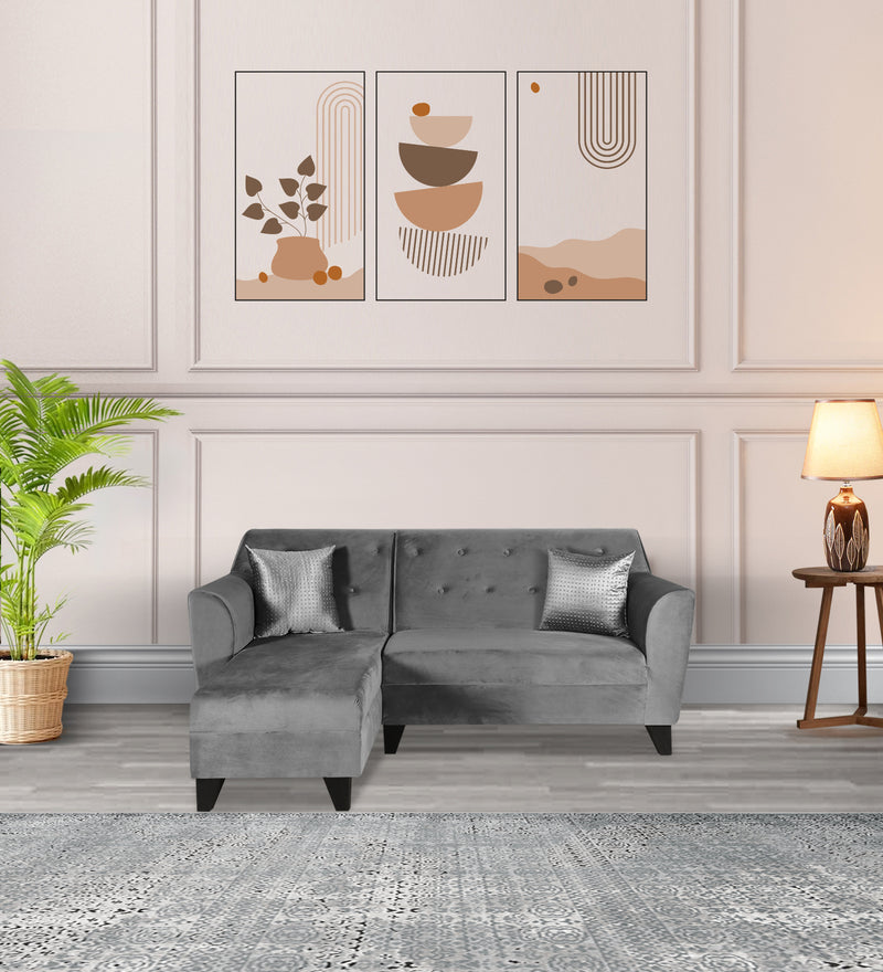 Bali Fabric 5 Seater Sectional Sofa (Left Hand Side) Velvet Grey