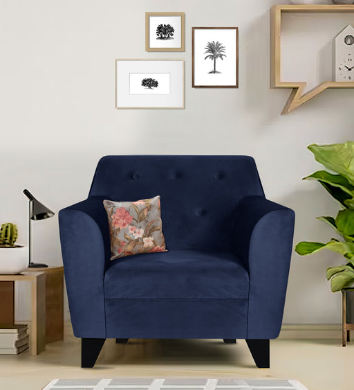 Bali Velvet 1 Seater Sofa In Blue Colour