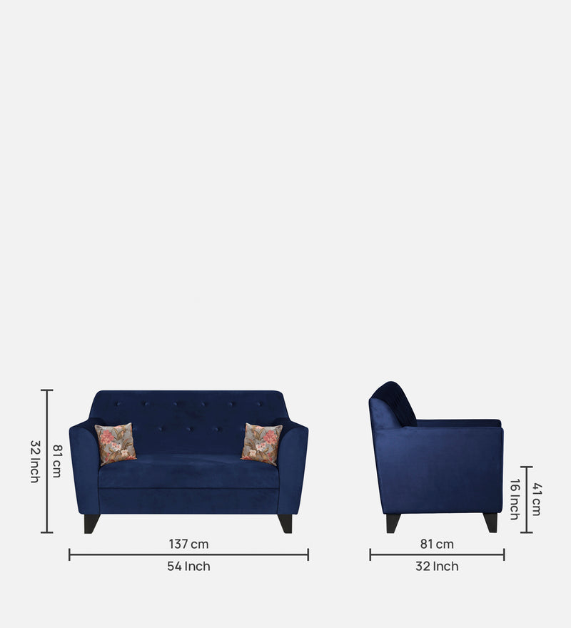 Bali Velvet 2 Seater Sofa In Blue Colour