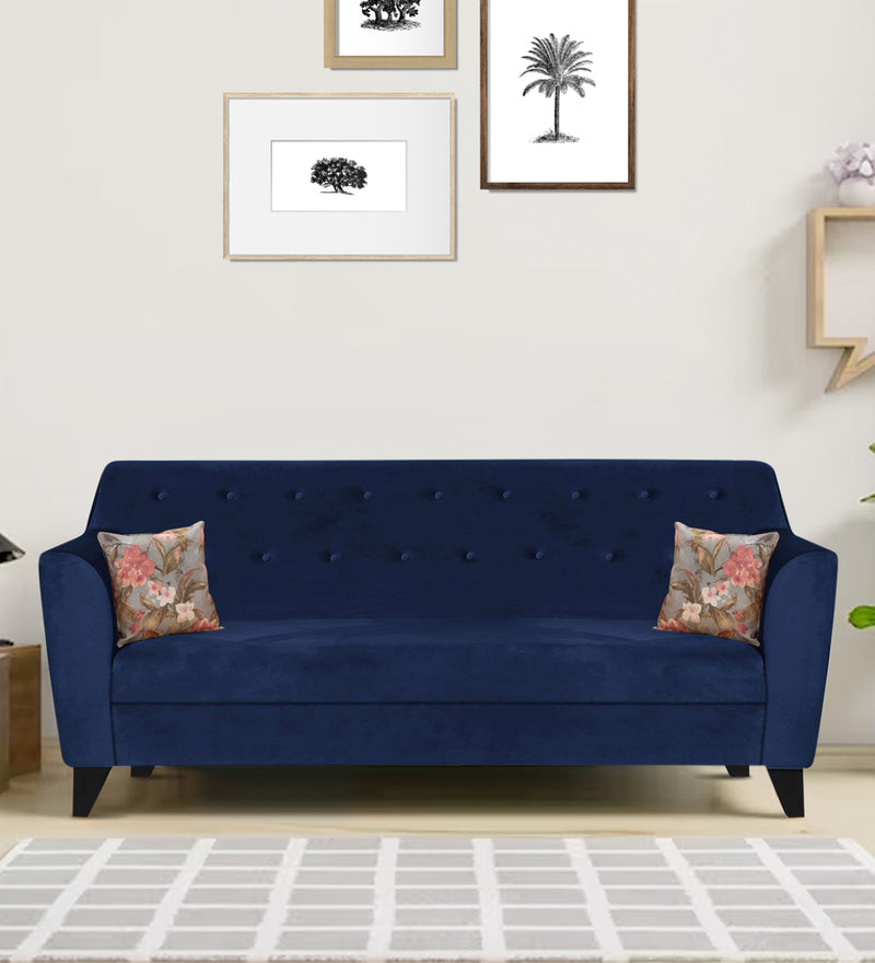 Bali Velvet 3 Seater Sofa In Blue Colour