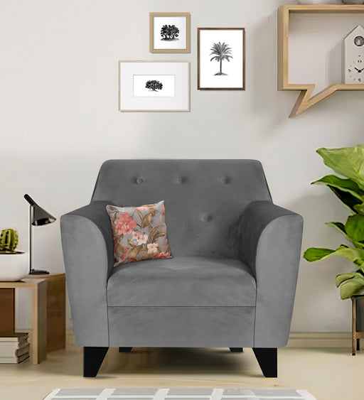 Bali Velvet 1 Seater Sofa In Grey Colour