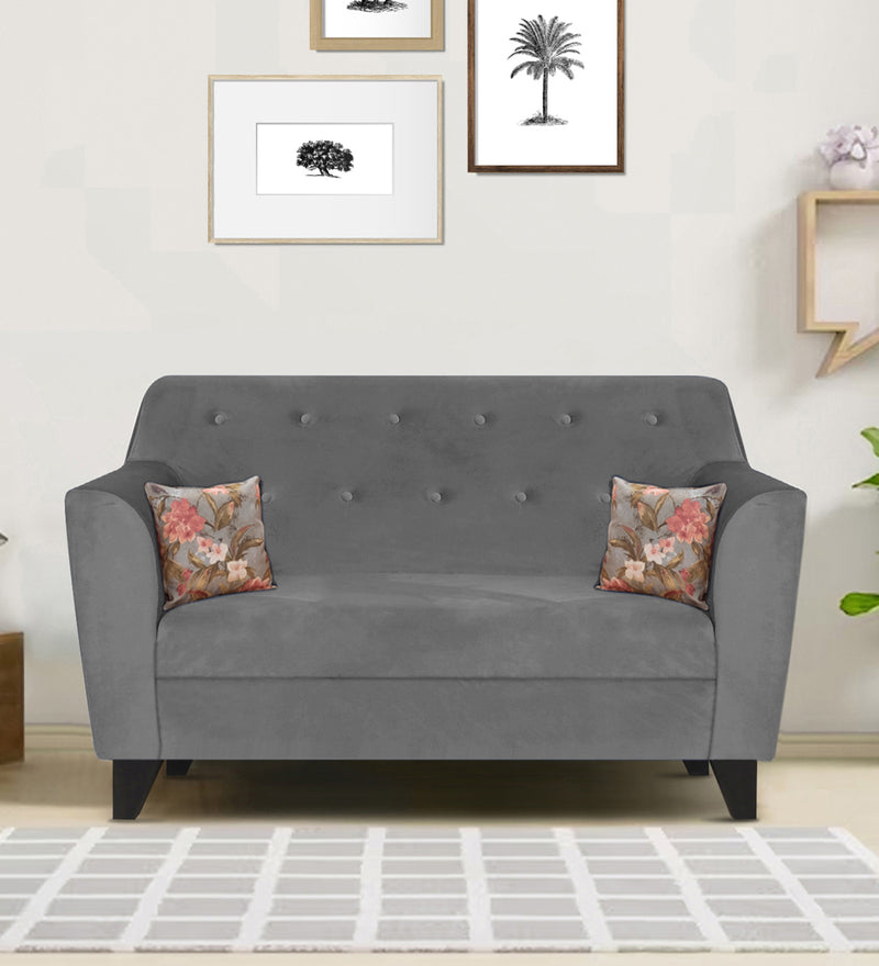 Bali Velvet 2 Seater Sofa In Grey Colour
