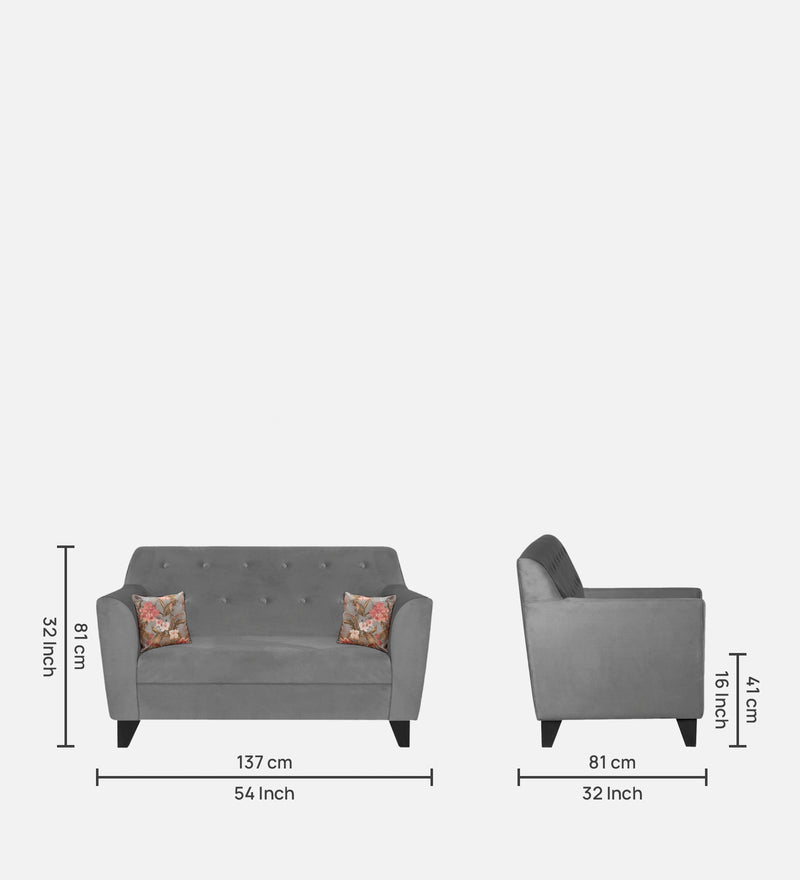 Bali Velvet 2 Seater Sofa In Grey Colour