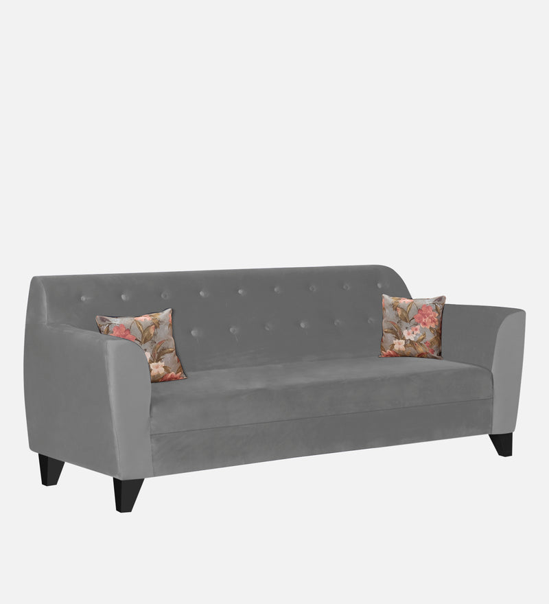 Bali Velvet 3 Seater Sofa In Grey Colour
