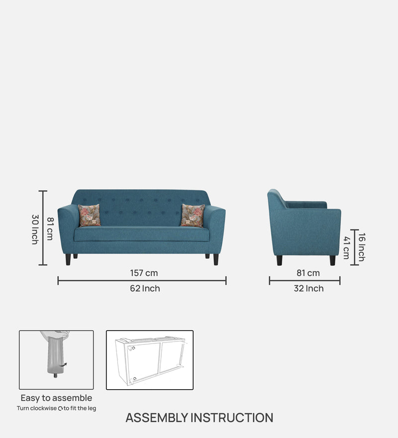 Bau Fabric 3 Seater Sofa