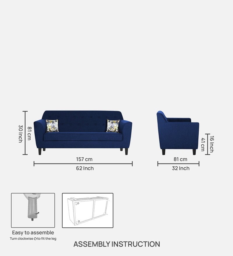 Bau Fabric 3 Seater Sofa