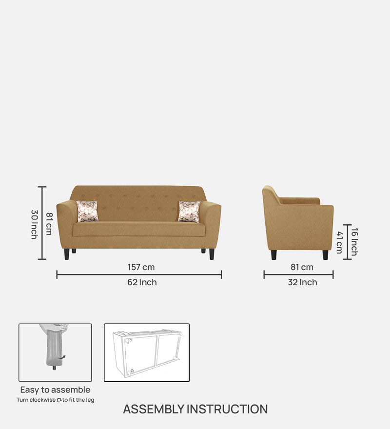 Bau Fabric 3 Seater Sofa