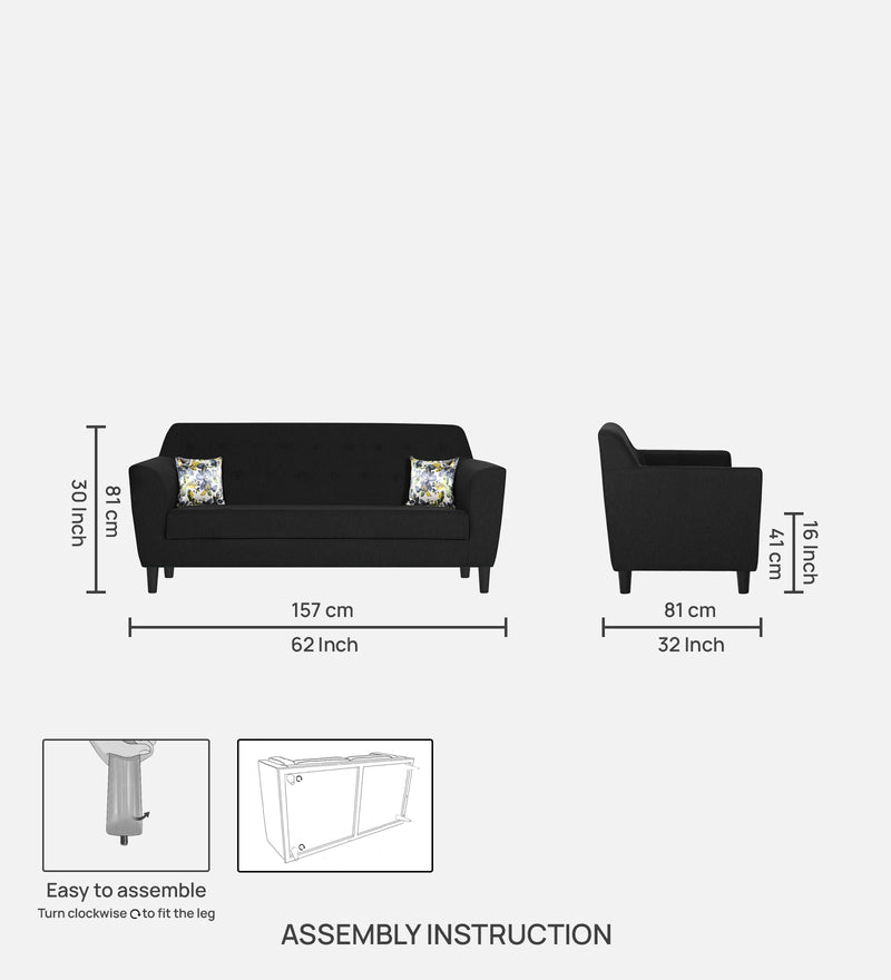 Bau Fabric 3 Seater Sofa