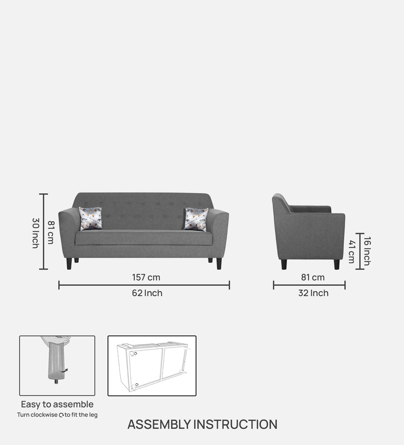 Bau Fabric 3 Seater Sofa