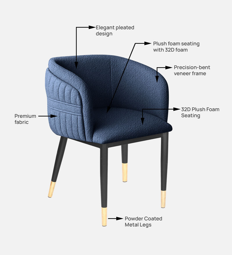 Bella Fabric Lounge Chair In Denim Blue Colour