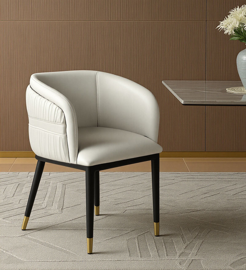 Bella Leatherette Lounge Chair In Vanilla veil PU Colour