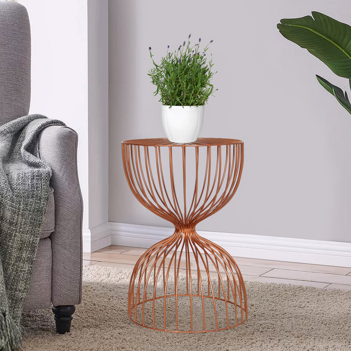 Berlin End Table in Rose Gold Finish