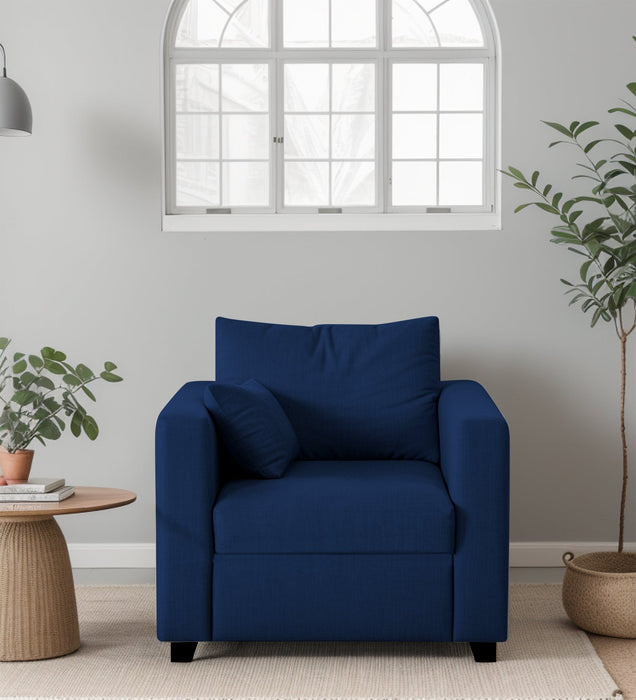 Bingo Fabric 1 Seater Sofa In Cool Cobalt Color