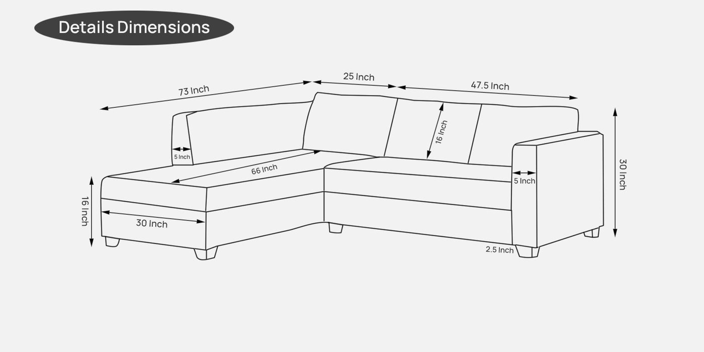 Bingo Fabric Sofa in 5 & 6 Seater in LHS & RHS Orientation