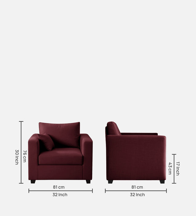 Bingo fabric 1 Seater Sofa In Ruby Maroon Color