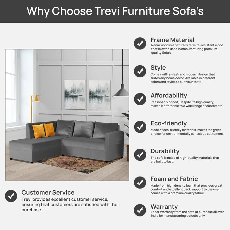 Bliss E2O Soft Cozy Fabric Sectional L Shaped 5 Seater Sofa