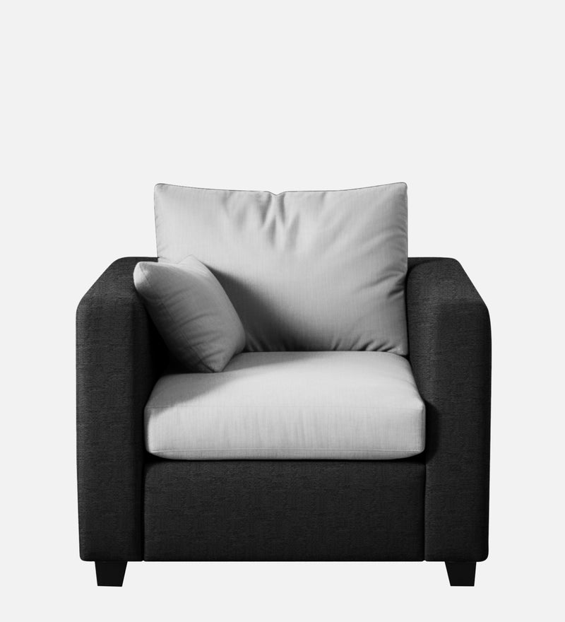 Bliss Fabric 1 Seater Sofa In Mystic Black & Velvet Grey Colour