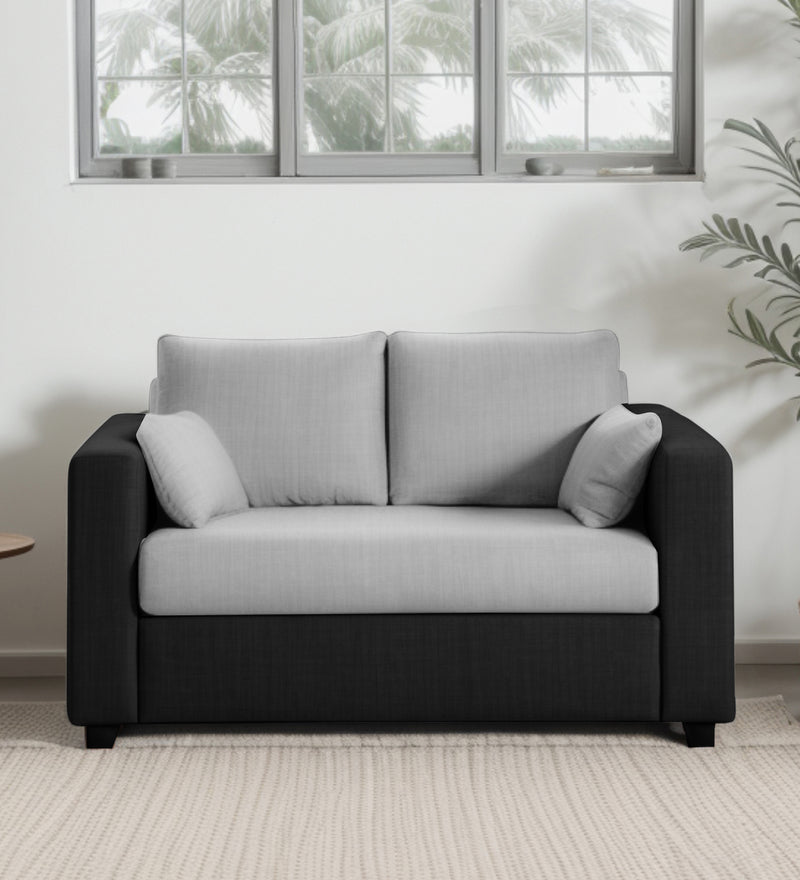 Bliss Fabric 2 Seater Sofa In Mystic Black & Velvet Grey Colour