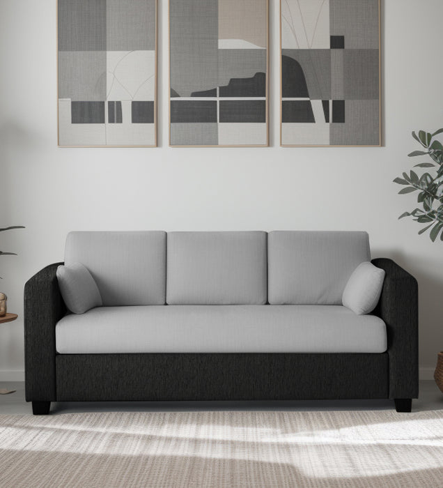 Bliss Fabric 3 Seater Sofa In Mystic Black & Velvet Grey Colour