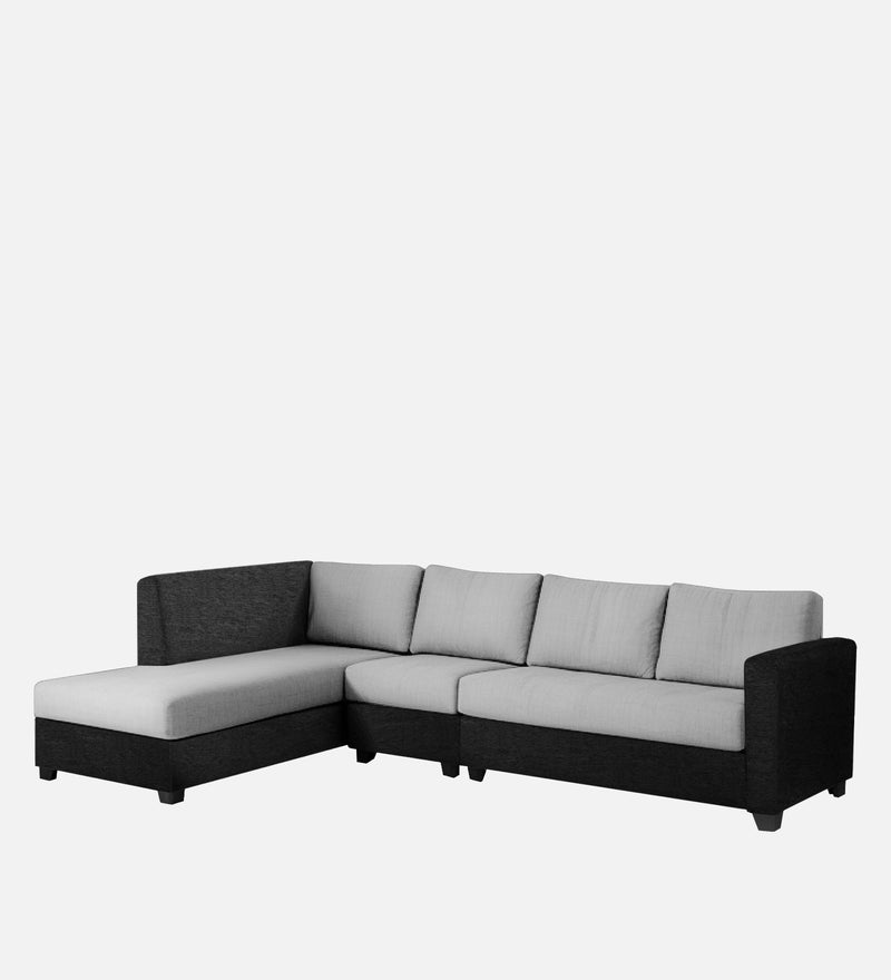 Bliss Fabric LHS 6 Seater Sectional Sofa In Mystic Black & Velvet Grey Colour