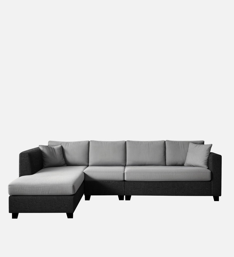 Bliss Fabric LHS 6 Seater Sectional Sofa In Mystic Black & Velvet Grey Colour