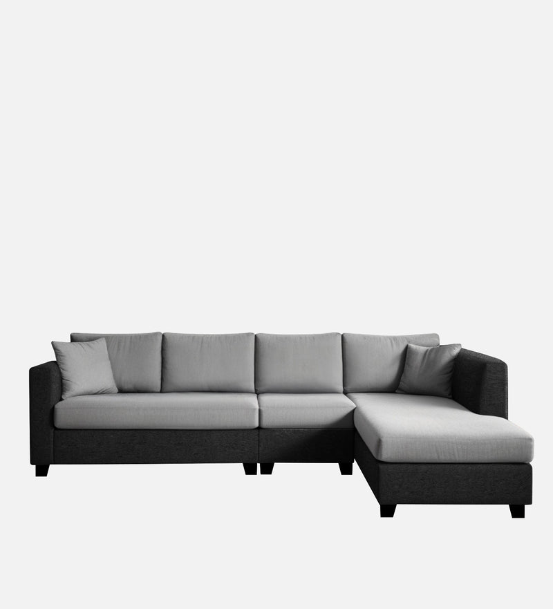 Bliss Fabric RHS 6 Seater Sectional Sofa In Mystic Black & Velvet Grey Colour