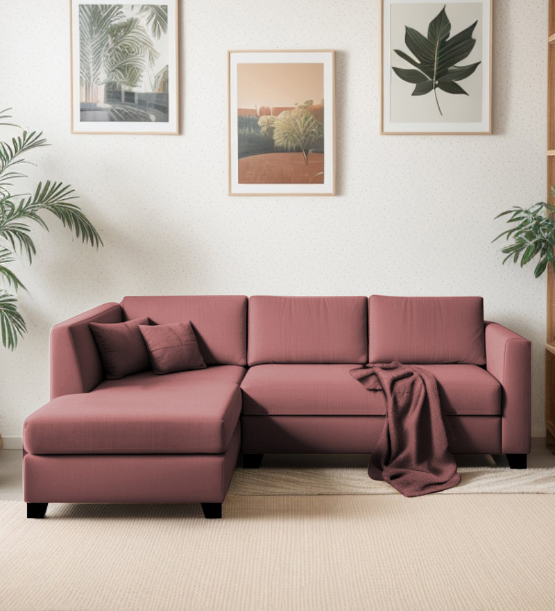 Bliss Velvet LHS 5 Seater Sectional Sofa In Berry Wine Colour