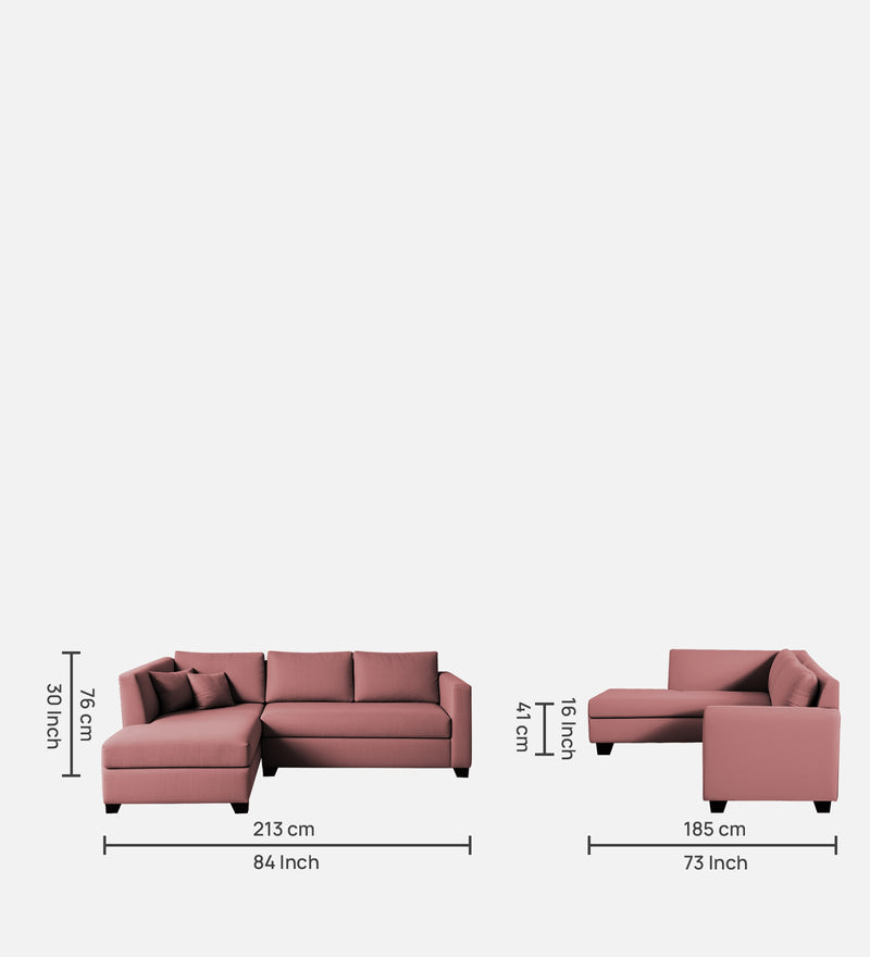 Bliss Velvet LHS 5 Seater Sectional Sofa In Berry Wine Colour