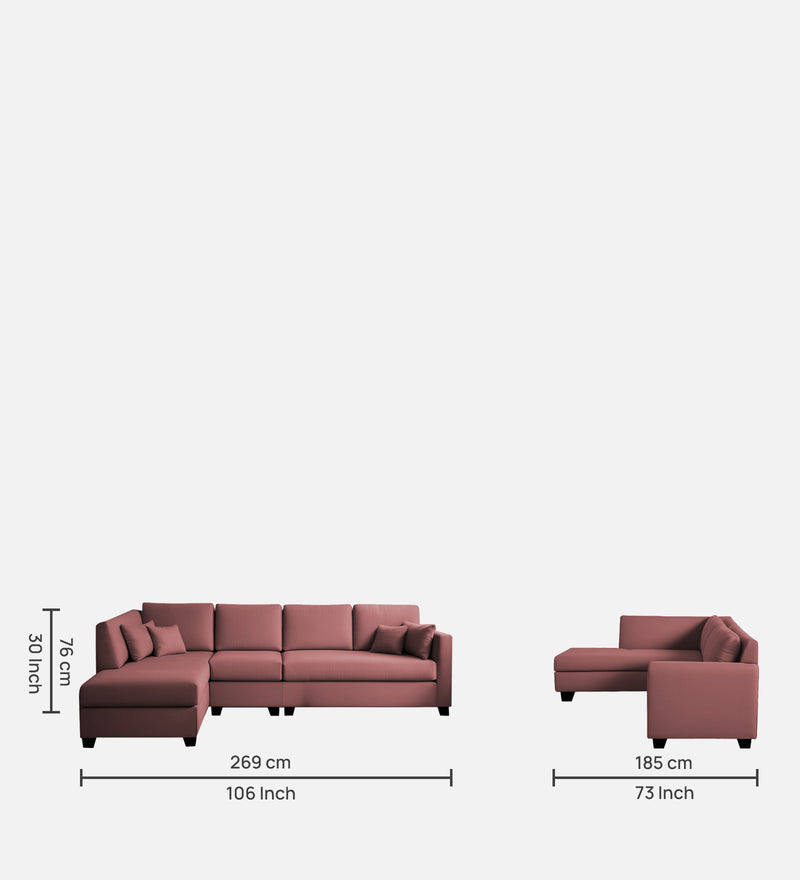 Bliss Velvet LHS 6 Seater Sectional Sofa In Berry Wine Colour