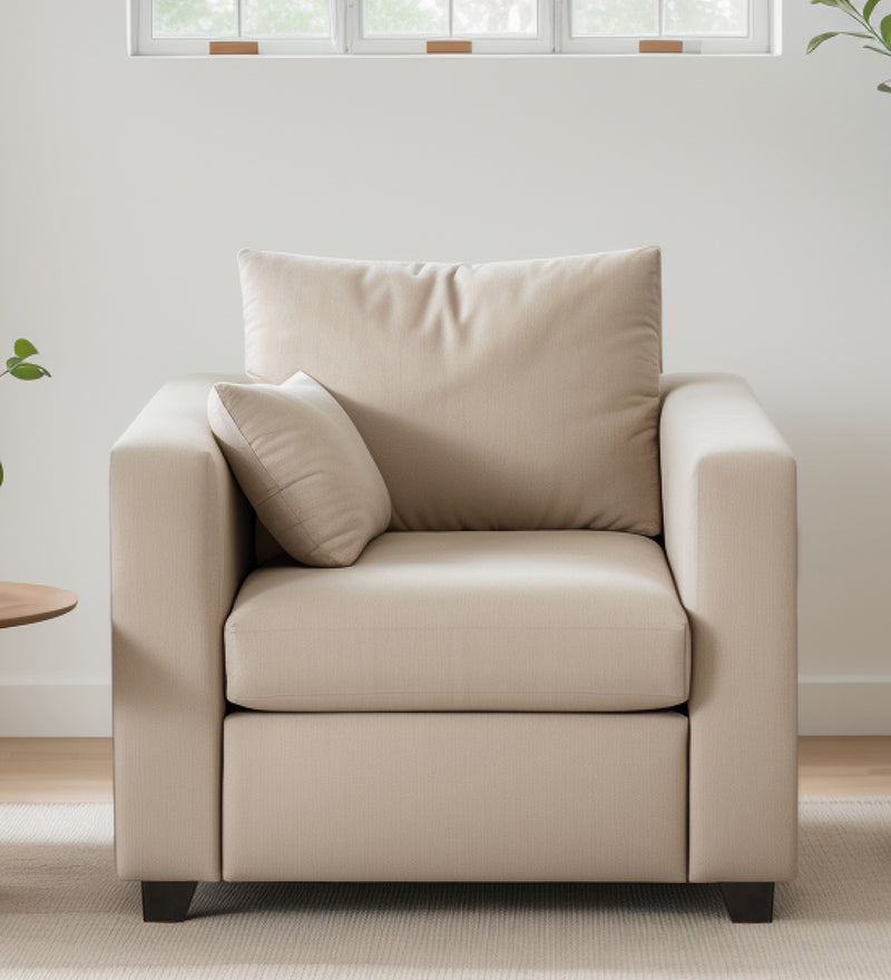 Bliss Velvet 1 Seater Sofa In Camel Beige Color