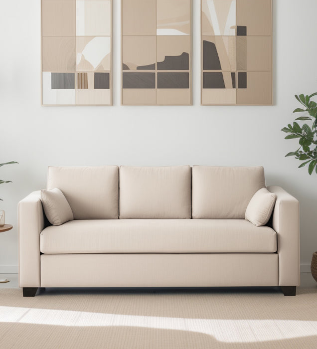 Bliss Velvet 3 Seater Sofa In Camel Beige Color