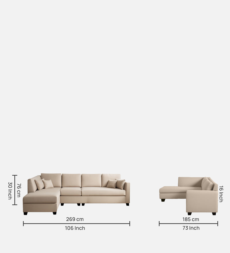 Bliss Velvet LHS 6 Seater Sectional Sofa In Camel Beige Color