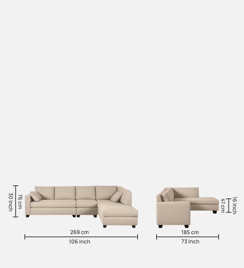Bliss Velvet RHS 6 Seater Sectional Sofa In Camel Beige Color