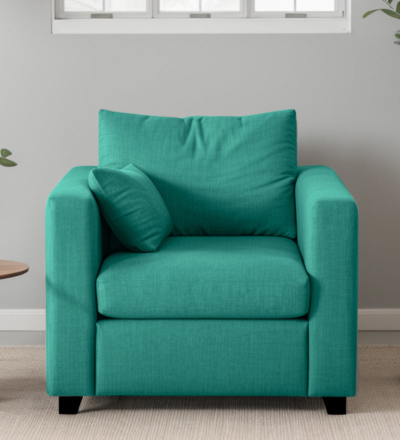 Bliss Fabric 1 Seater Sofa In Cerulean Blue Color
