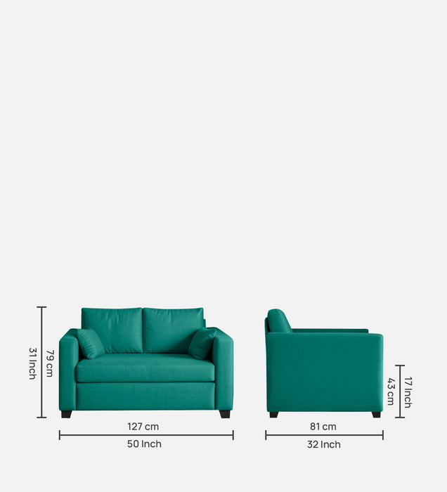 Bliss Fabric 2 Seater Sofa In Cerulean Blue Color