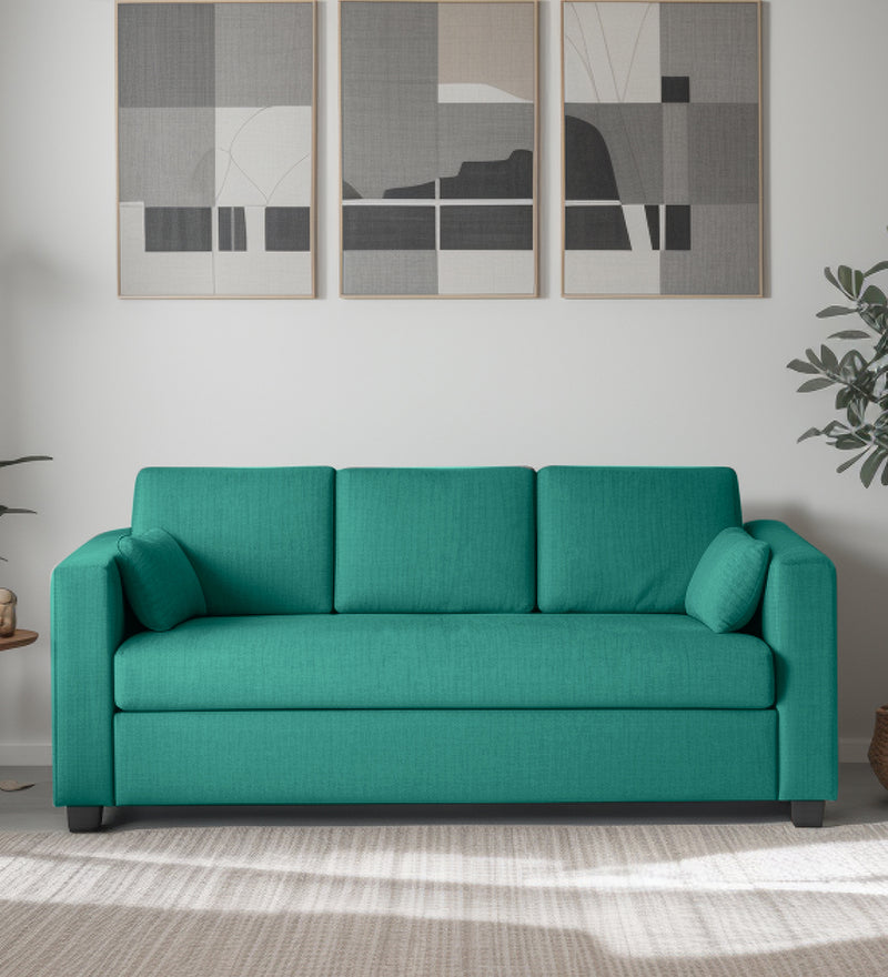 Bliss Fabric 3 Seater Sofa In Cerulean Blue Color