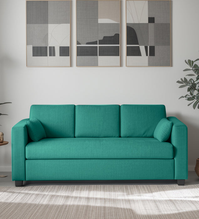 Bliss Fabric 3 Seater Sofa In Cerulean Blue Color