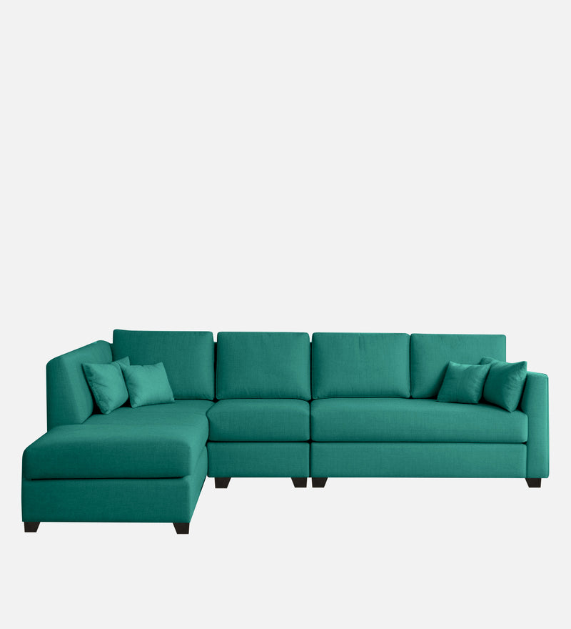 Bliss Fabric LHS 6 Seater Sectional Sofa In Cerulean Blue Color