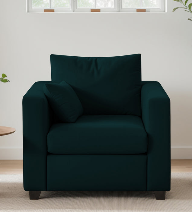 Bliss Velvet 1 Seater Sofa In Emerald Green Color