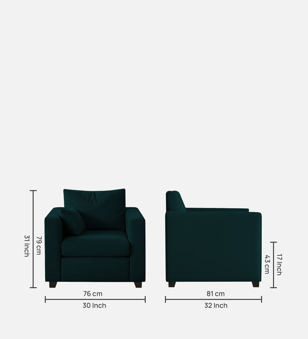 Bliss Velvet 1 Seater Sofa In Emerald Green Color