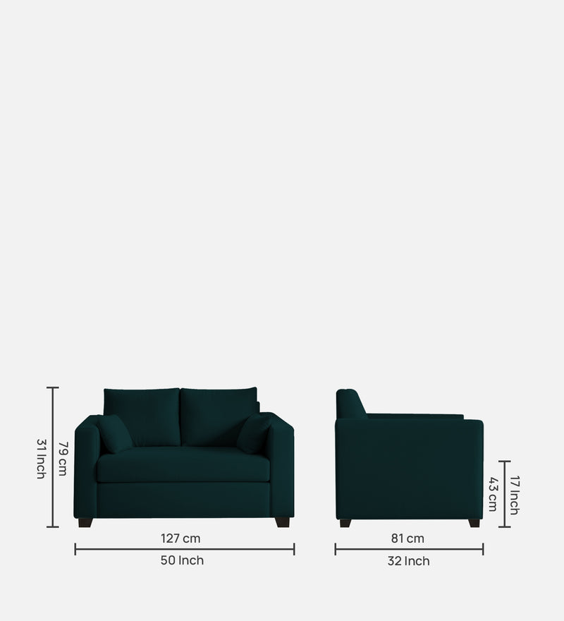 Bliss Velvet 2 Seater Sofa In Emerald Green Color