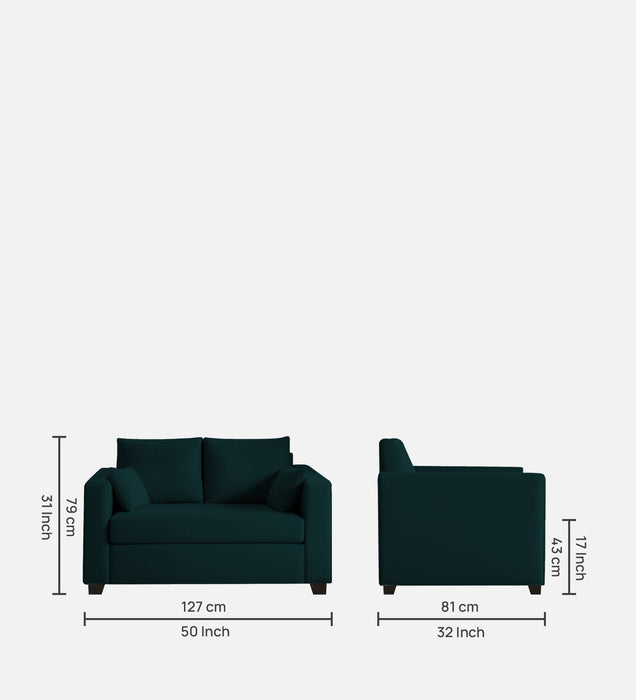Bliss Velvet 2 Seater Sofa In Emerald Green Color