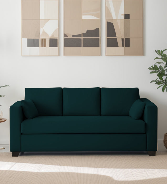 Bliss Velvet 3 Seater Sofa In Emerald Green Color