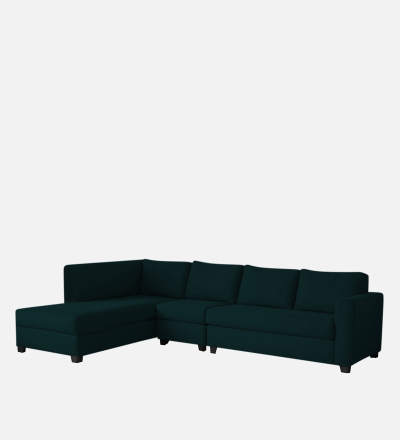 Bliss Velvet LHS 6 Seater Sectional Sofa In Emerald Green Color