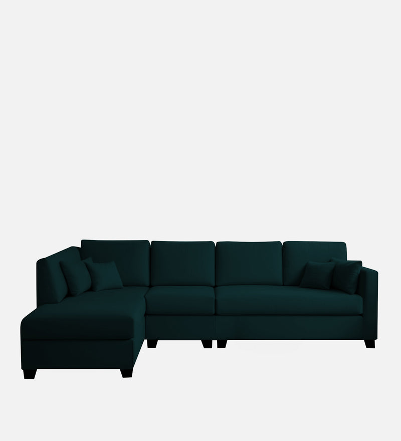 Bliss Velvet LHS 6 Seater Sectional Sofa In Emerald Green Color