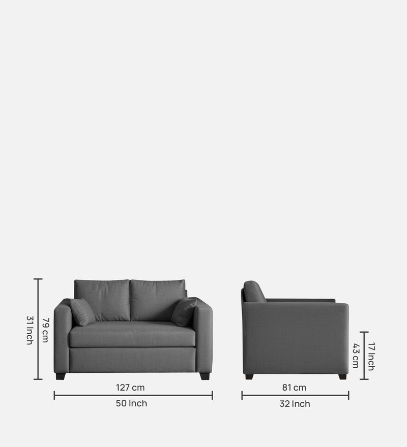 Bliss Fabric 2 Seater Sofa In Grey Colour